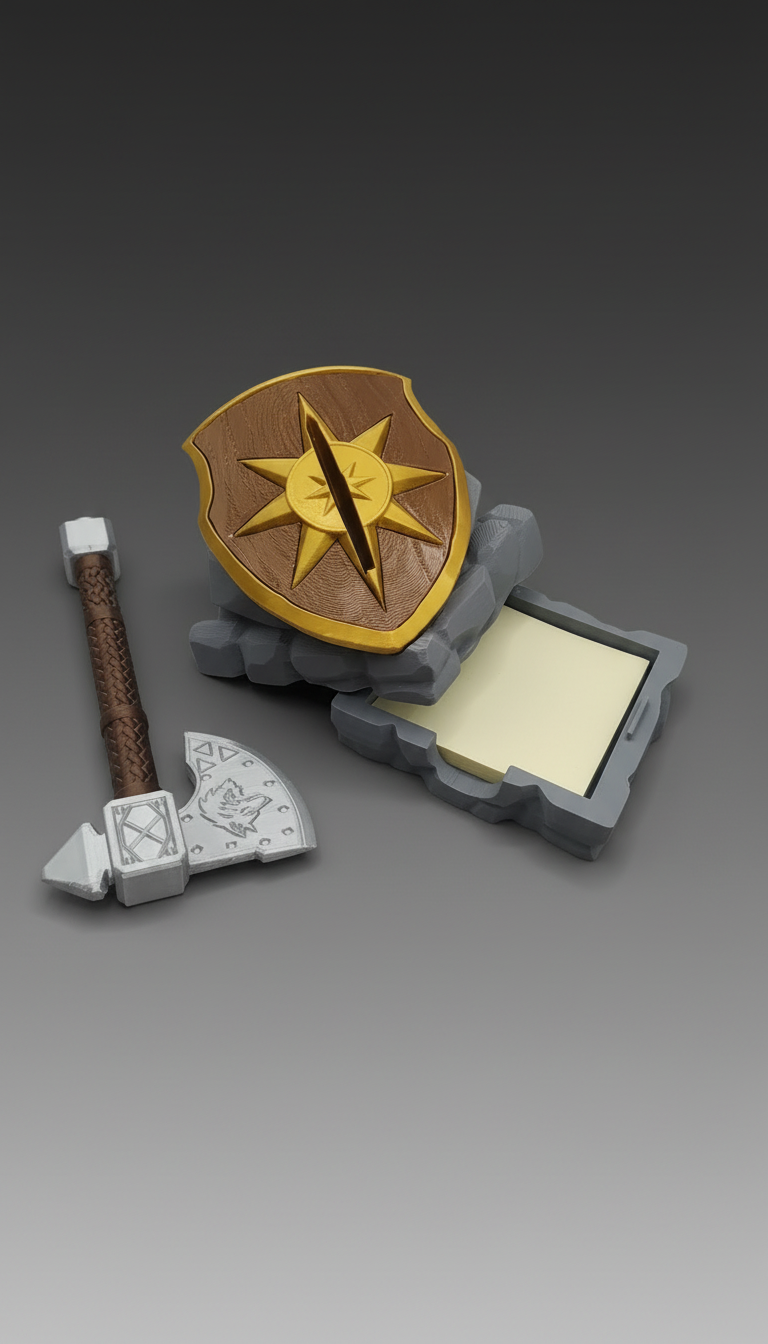 Axe Marks the Spot pen and sticky note holder
