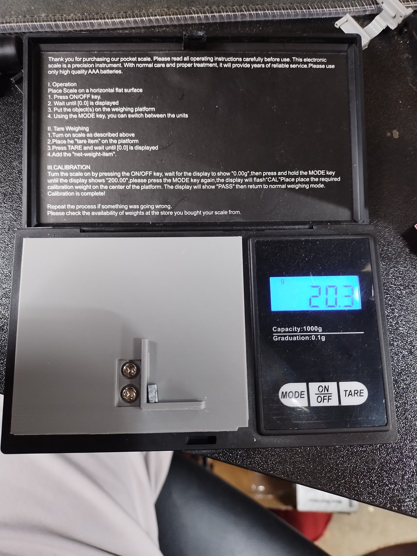 Magnet down force scale.