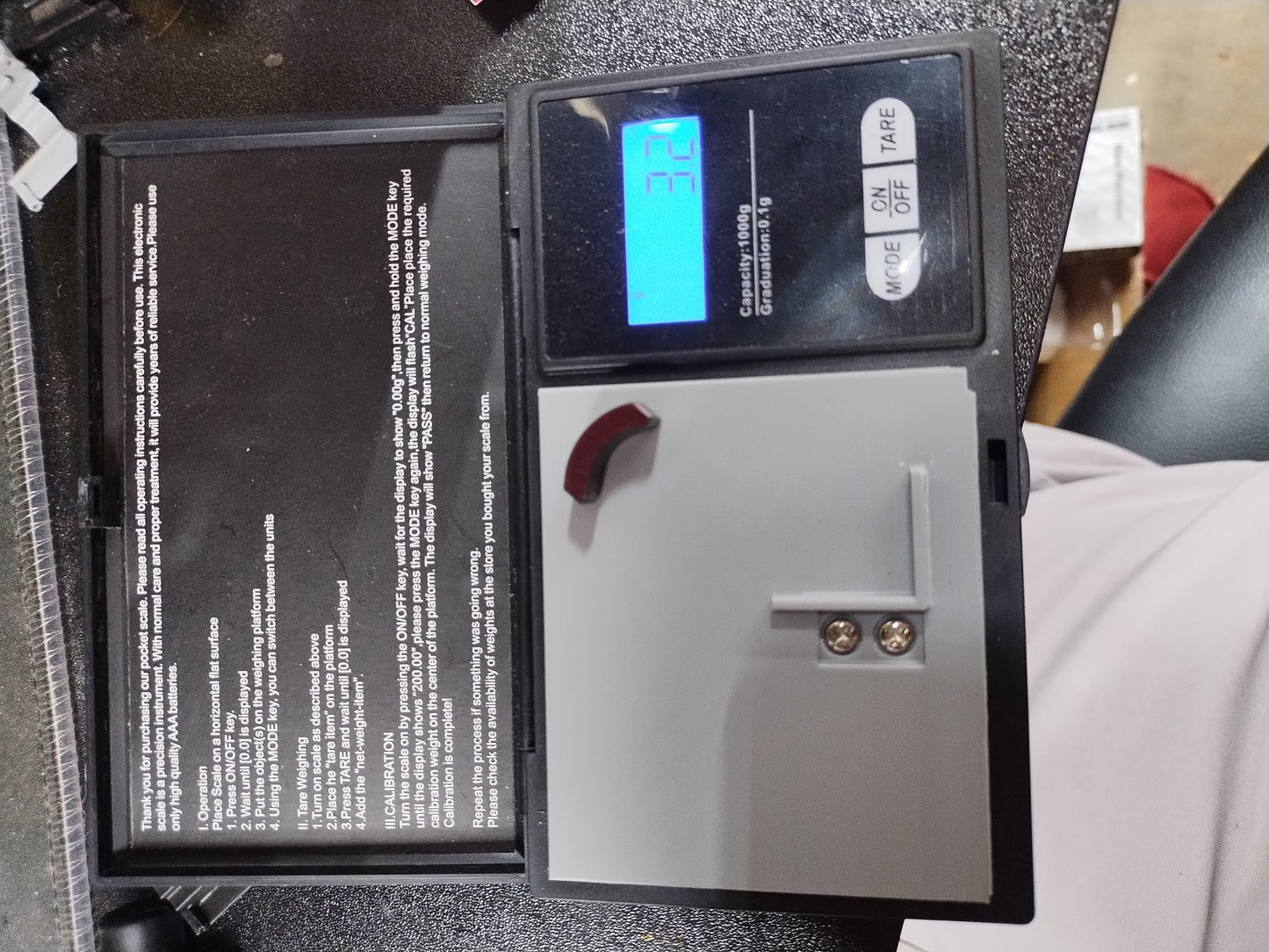 Magnet down force scale.