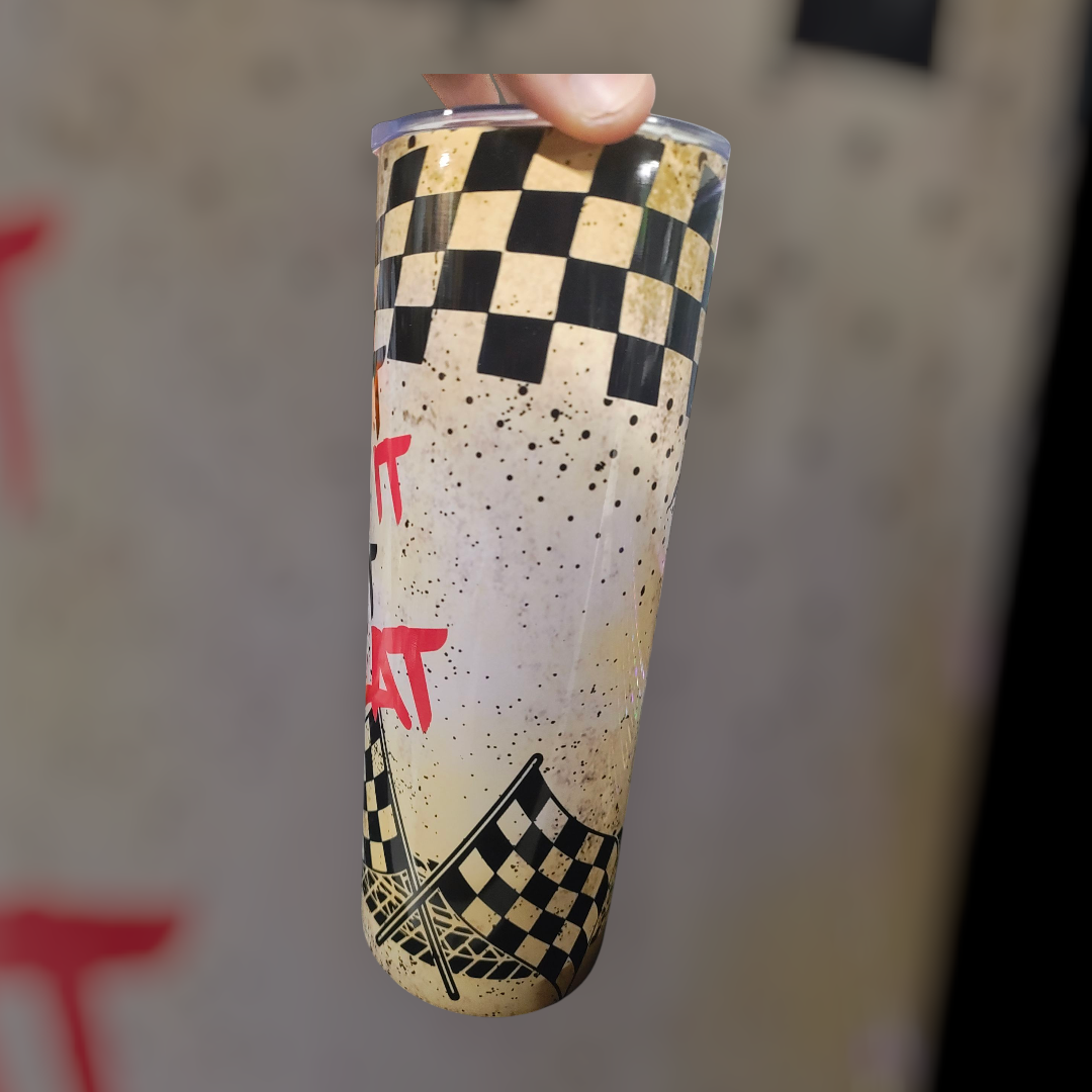 Race it Break it fix it repeat it tumbler with straw and lid