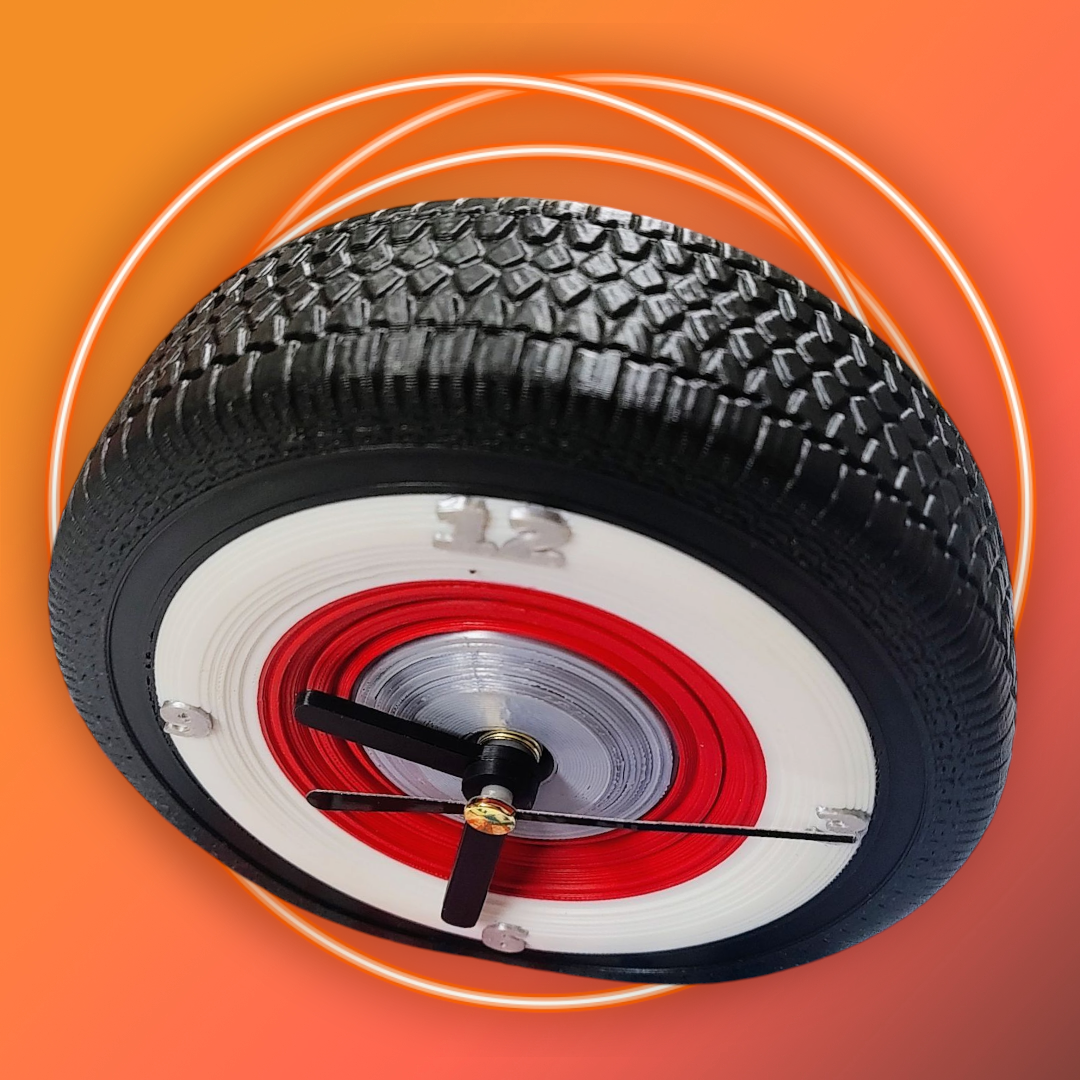 Old School Retro 3D Printed Tire Clock