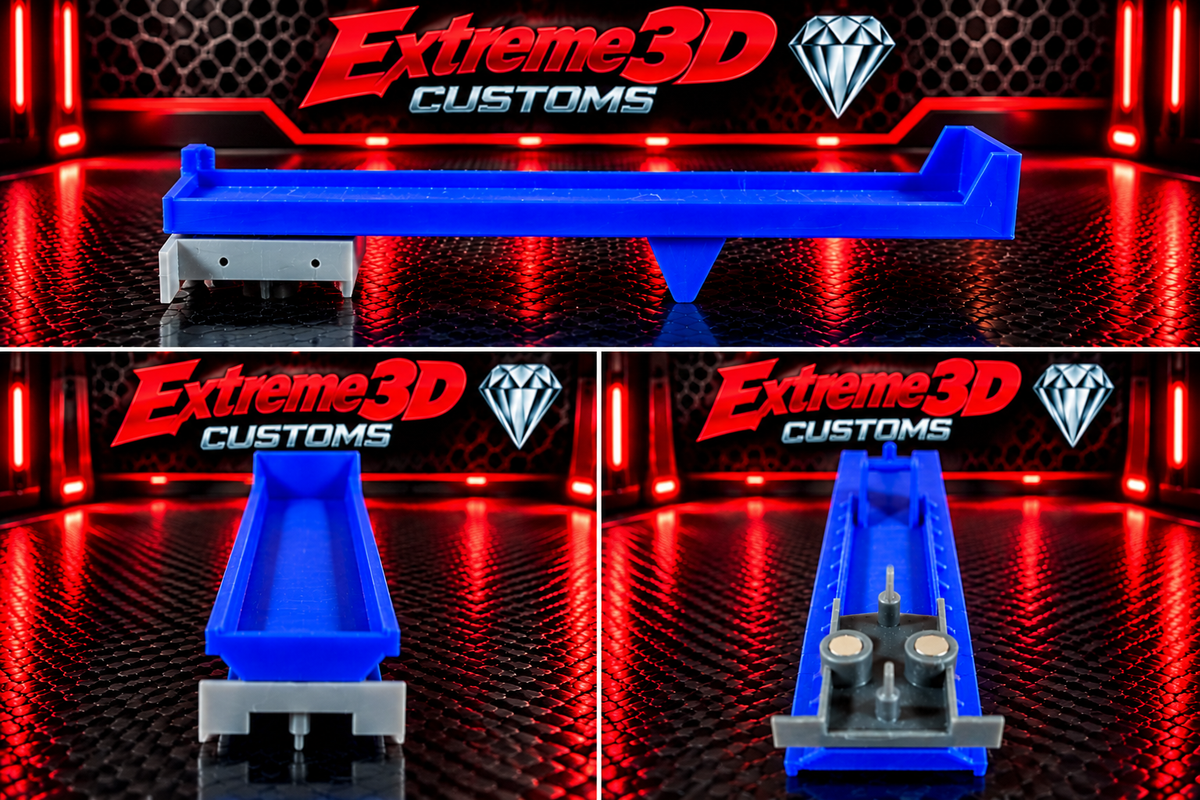 US-1 Trucking 3D Printed Flatbed Trailer with Magnet-Ready Axle Bogie – Magnets Not Included