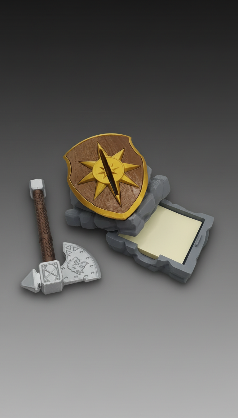 Axe Marks the Spot pen and sticky note holder