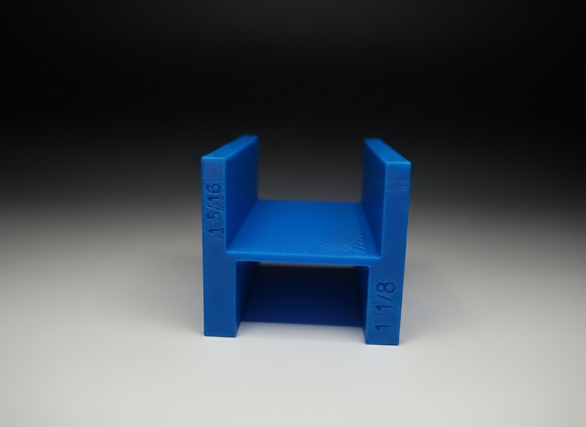 Blue T-Jet/Xtraction Tech Block to check width (sizes 1/5/16 and 1/1/8)