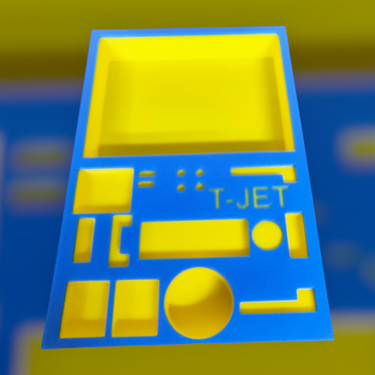 TJet Tear Down tray blue and yellow